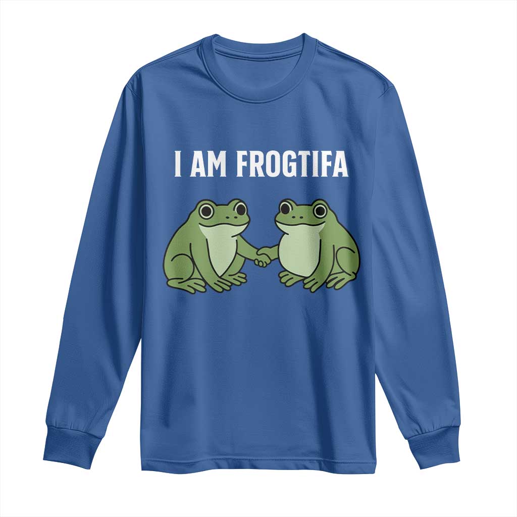 I Am Frogtifa Long Sleeve Shirt Portland Frog Resist Protest Handshake Frogs TS02 Royal Blue Print Your Wear