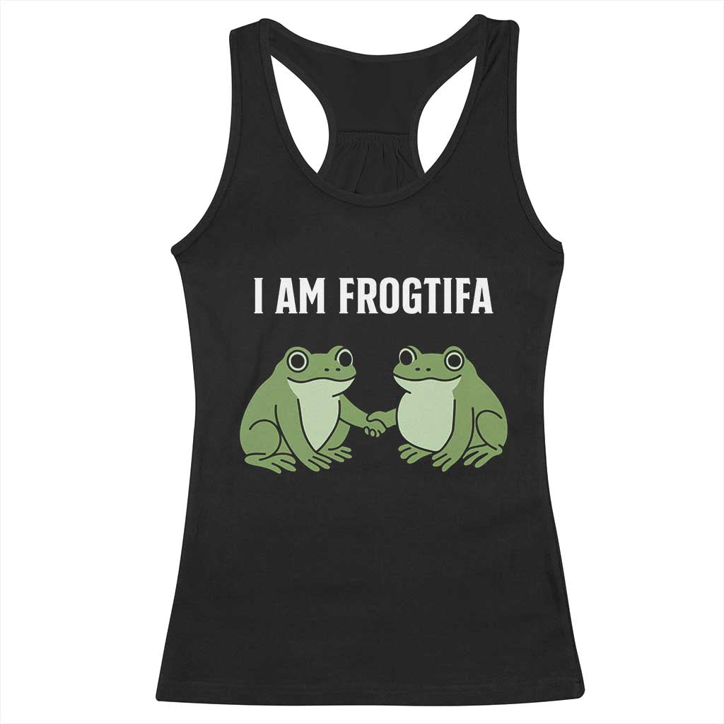 I Am Frogtifa Racerback Tank Top Portland Frog Resist Protest Handshake Frogs TS02 Black Print Your Wear