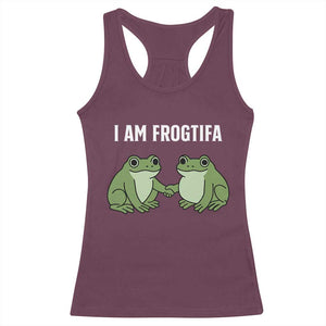 I Am Frogtifa Racerback Tank Top Portland Frog Resist Protest Handshake Frogs TS02 Maroon Print Your Wear