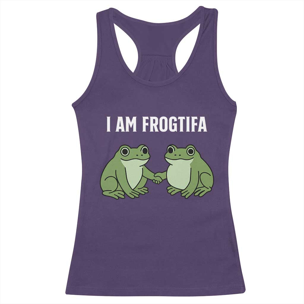 I Am Frogtifa Racerback Tank Top Portland Frog Resist Protest Handshake Frogs TS02 Purple Print Your Wear