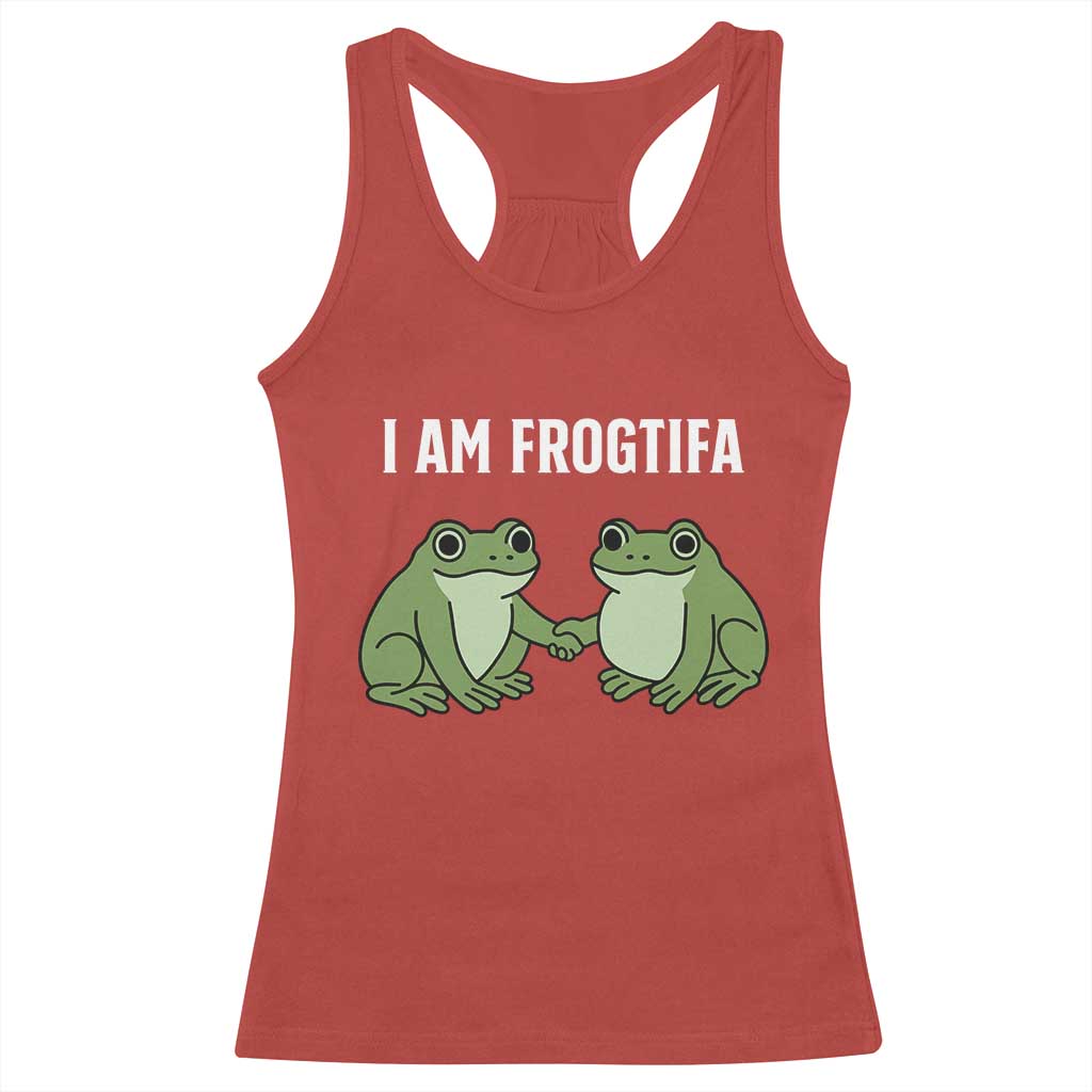 I Am Frogtifa Racerback Tank Top Portland Frog Resist Protest Handshake Frogs TS02 Red Print Your Wear
