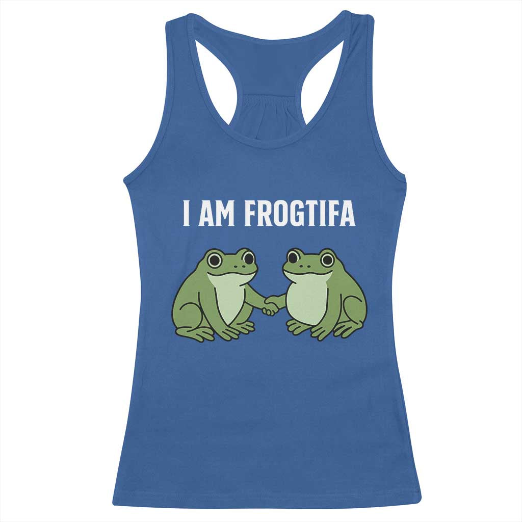 I Am Frogtifa Racerback Tank Top Portland Frog Resist Protest Handshake Frogs TS02 Royal Blue Print Your Wear