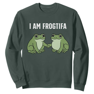 I Am Frogtifa Sweatshirt Portland Frog Resist Protest Handshake Frogs TS02 Dark Forest Green Print Your Wear