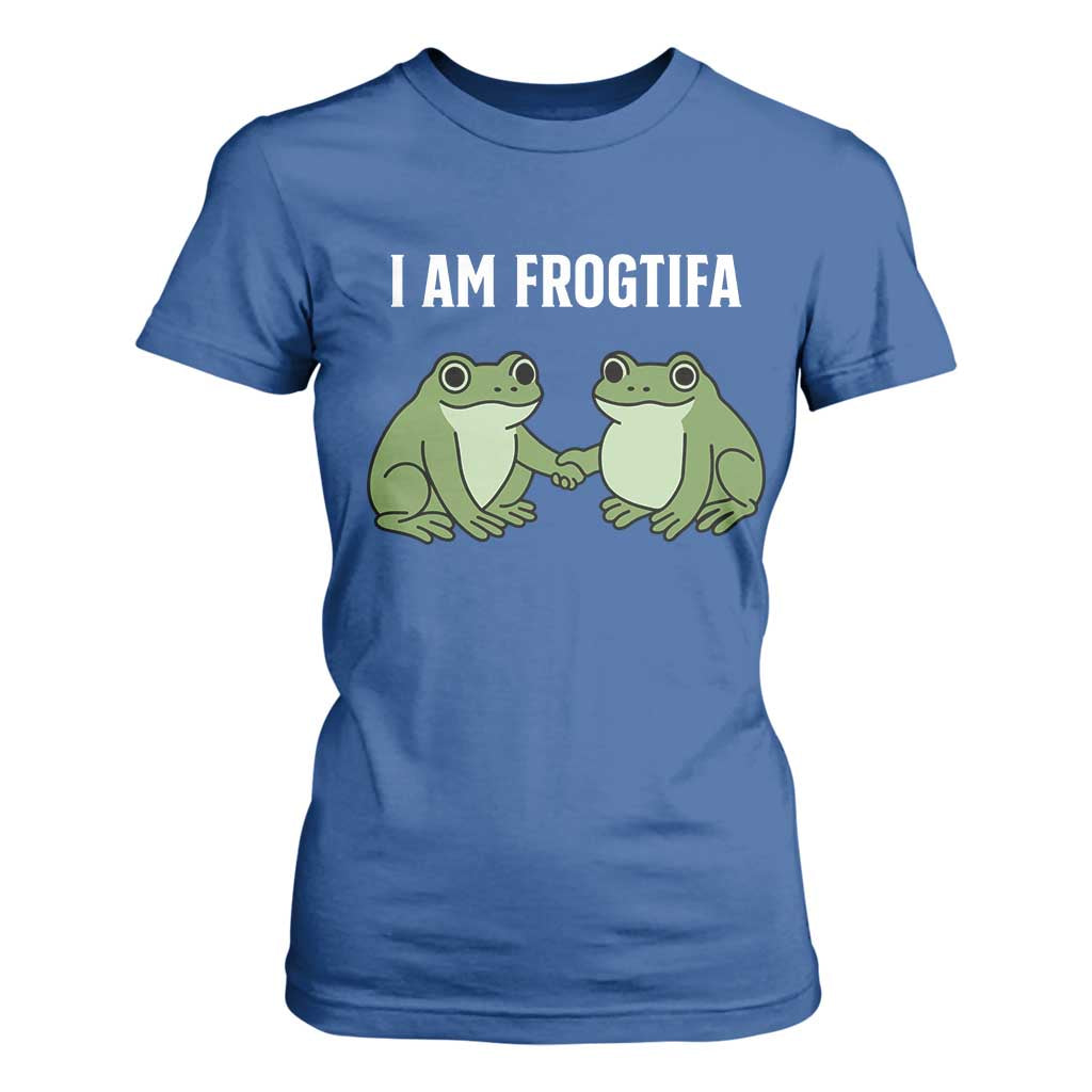 I Am Frogtifa T Shirt For Women Portland Frog Resist Protest Handshake Frogs TS02 Royal Blue Print Your Wear