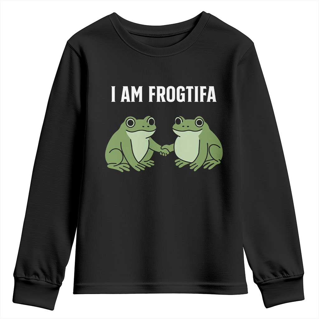 I Am Frogtifa Youth Sweatshirt Portland Frog Resist Protest Handshake Frogs TS02 Black Print Your Wear