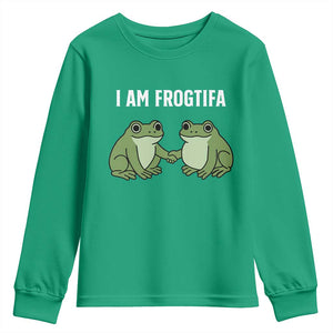 I Am Frogtifa Youth Sweatshirt Portland Frog Resist Protest Handshake Frogs TS02 Irish Green Print Your Wear