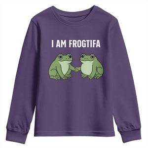 I Am Frogtifa Youth Sweatshirt Portland Frog Resist Protest Handshake Frogs TS02 Purple Print Your Wear