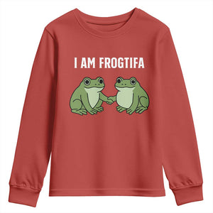 I Am Frogtifa Youth Sweatshirt Portland Frog Resist Protest Handshake Frogs TS02 Red Print Your Wear