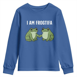 I Am Frogtifa Youth Sweatshirt Portland Frog Resist Protest Handshake Frogs TS02 Royal Blue Print Your Wear