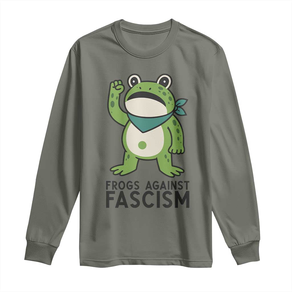 Frogs Against Fascism Long Sleeve Shirt Portland Resist Protest Antifascist TS02 Military Green Print Your Wear