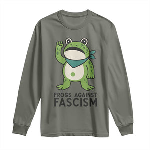 Frogs Against Fascism Long Sleeve Shirt Portland Resist Protest Antifascist TS02 Military Green Print Your Wear