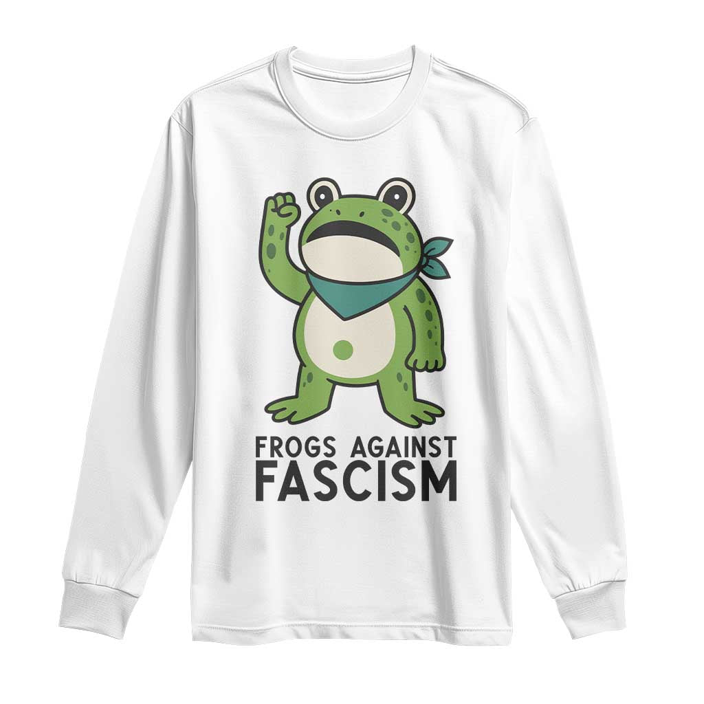 Frogs Against Fascism Long Sleeve Shirt Portland Resist Protest Antifascist TS02 White Print Your Wear