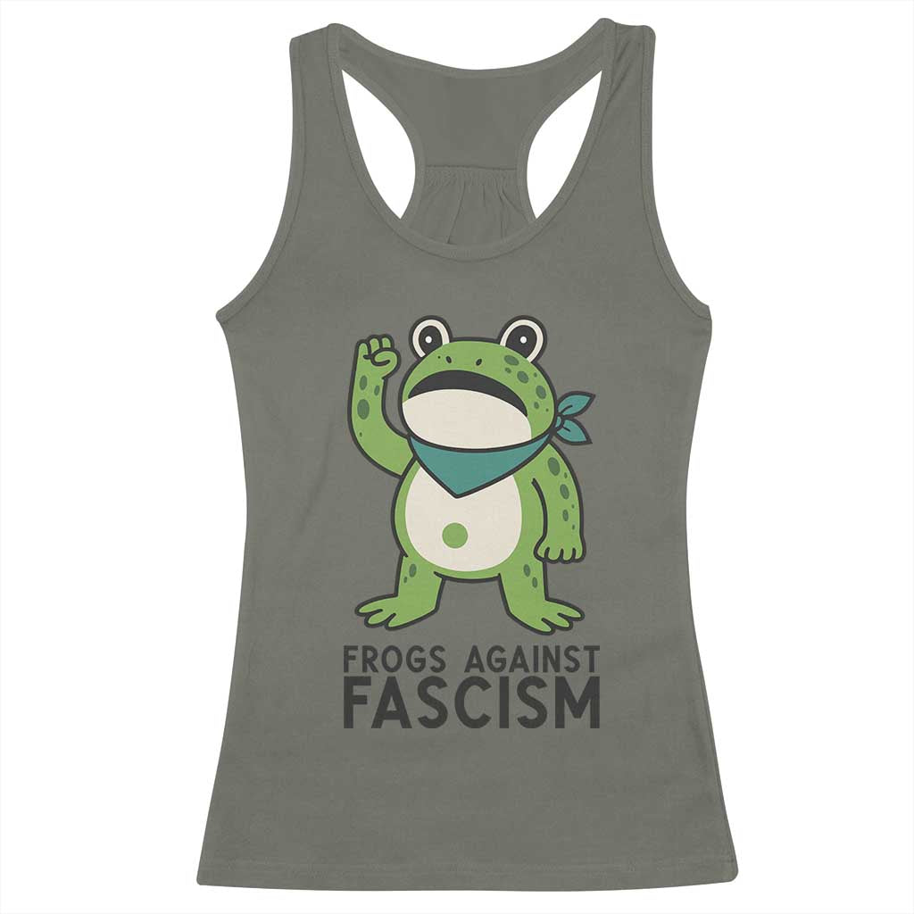 Frogs Against Fascism Racerback Tank Top Portland Resist Protest Antifascist TS02 Military Green Print Your Wear