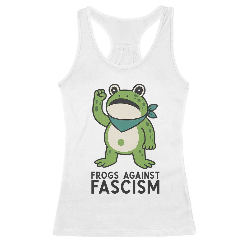 Frogs Against Fascism Racerback Tank Top Portland Resist Protest Antifascist TS02 White Print Your Wear