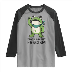 Frogs Against Fascism Raglan Shirt Portland Resist Protest Antifascist TS02 Sport Gray Black Print Your Wear