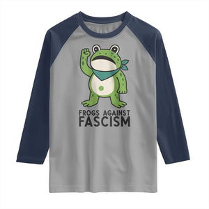 Frogs Against Fascism Raglan Shirt Portland Resist Protest Antifascist TS02 Sport Gray Navy Print Your Wear