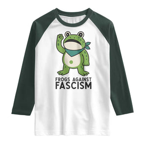 Frogs Against Fascism Raglan Shirt Portland Resist Protest Antifascist TS02 White Dark Forest Green Print Your Wear
