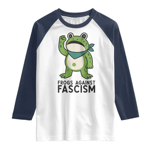 Frogs Against Fascism Raglan Shirt Portland Resist Protest Antifascist TS02 White Navy Print Your Wear