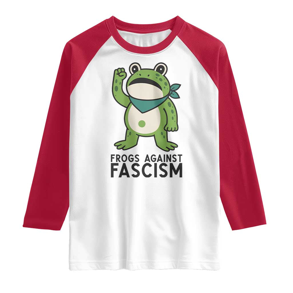 Frogs Against Fascism Raglan Shirt Portland Resist Protest Antifascist TS02 White Red Print Your Wear