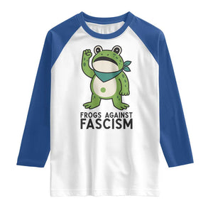 Frogs Against Fascism Raglan Shirt Portland Resist Protest Antifascist TS02 White Royal Print Your Wear