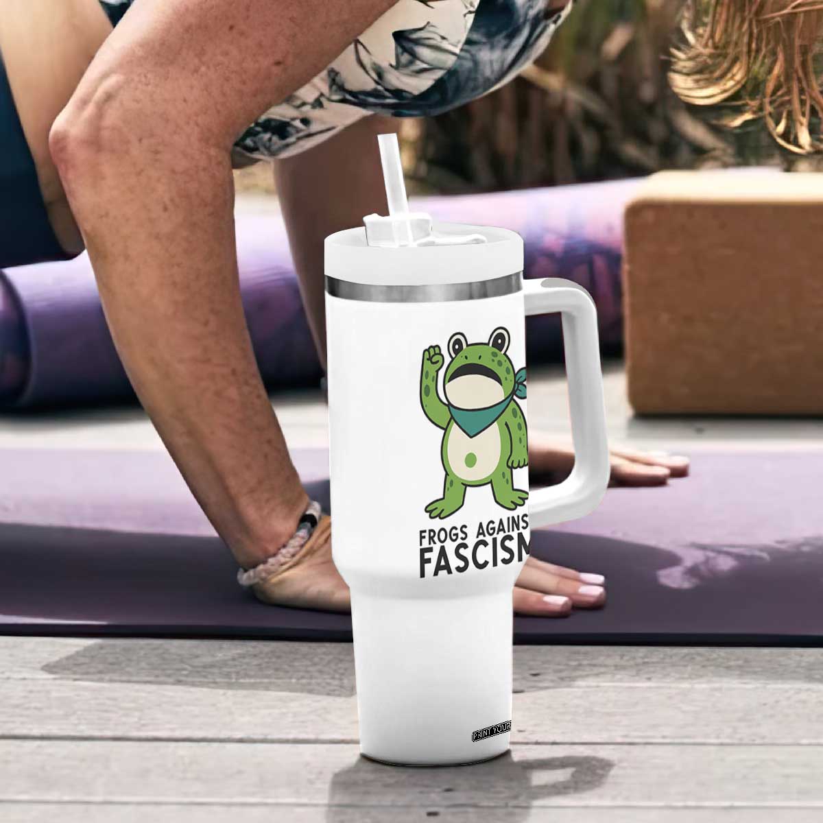 Frogs Against Fascism Tumbler With Handle Portland Resist Protest Antifascist TS02 Print Your Wear