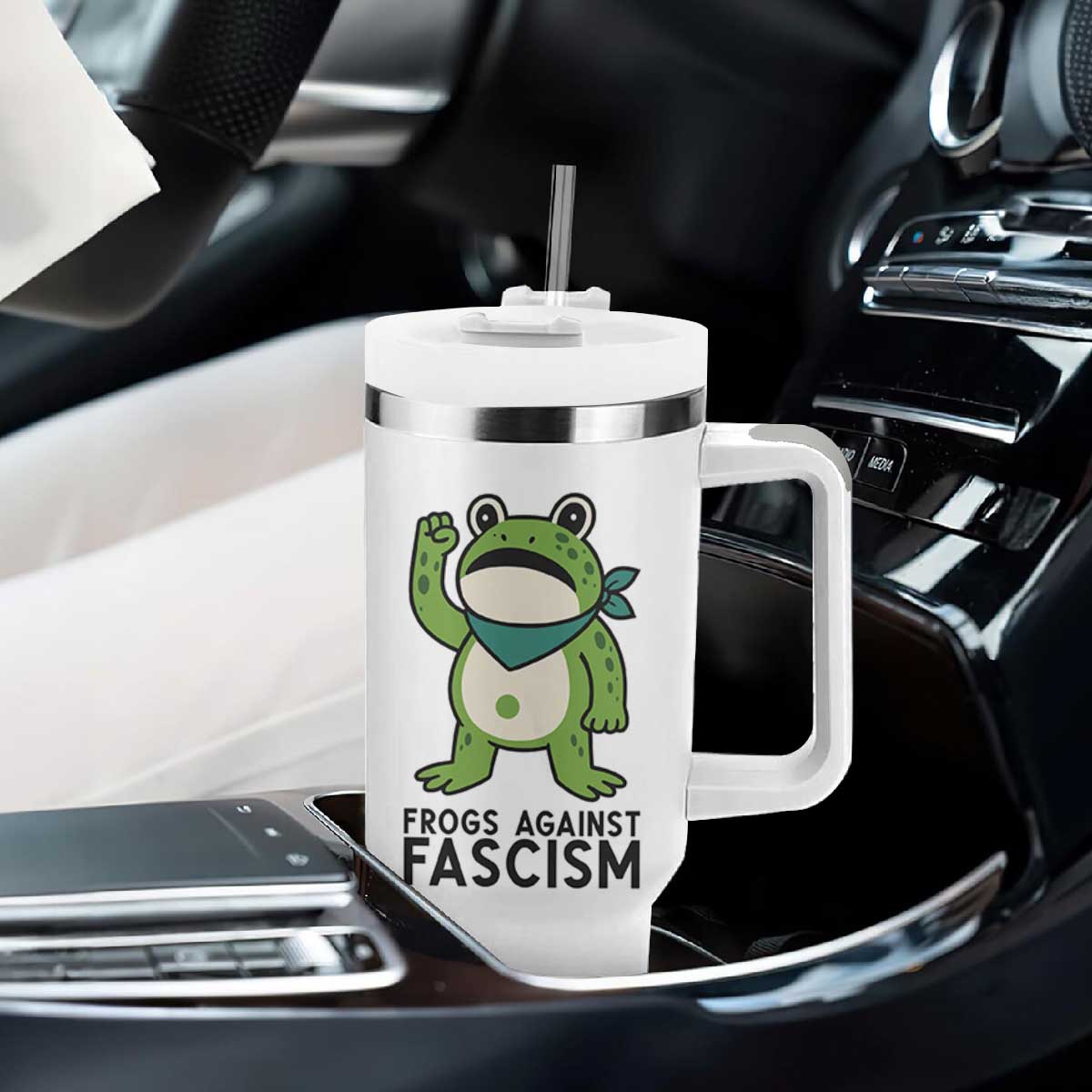 Frogs Against Fascism Tumbler With Handle Portland Resist Protest Antifascist TS02 Print Your Wear