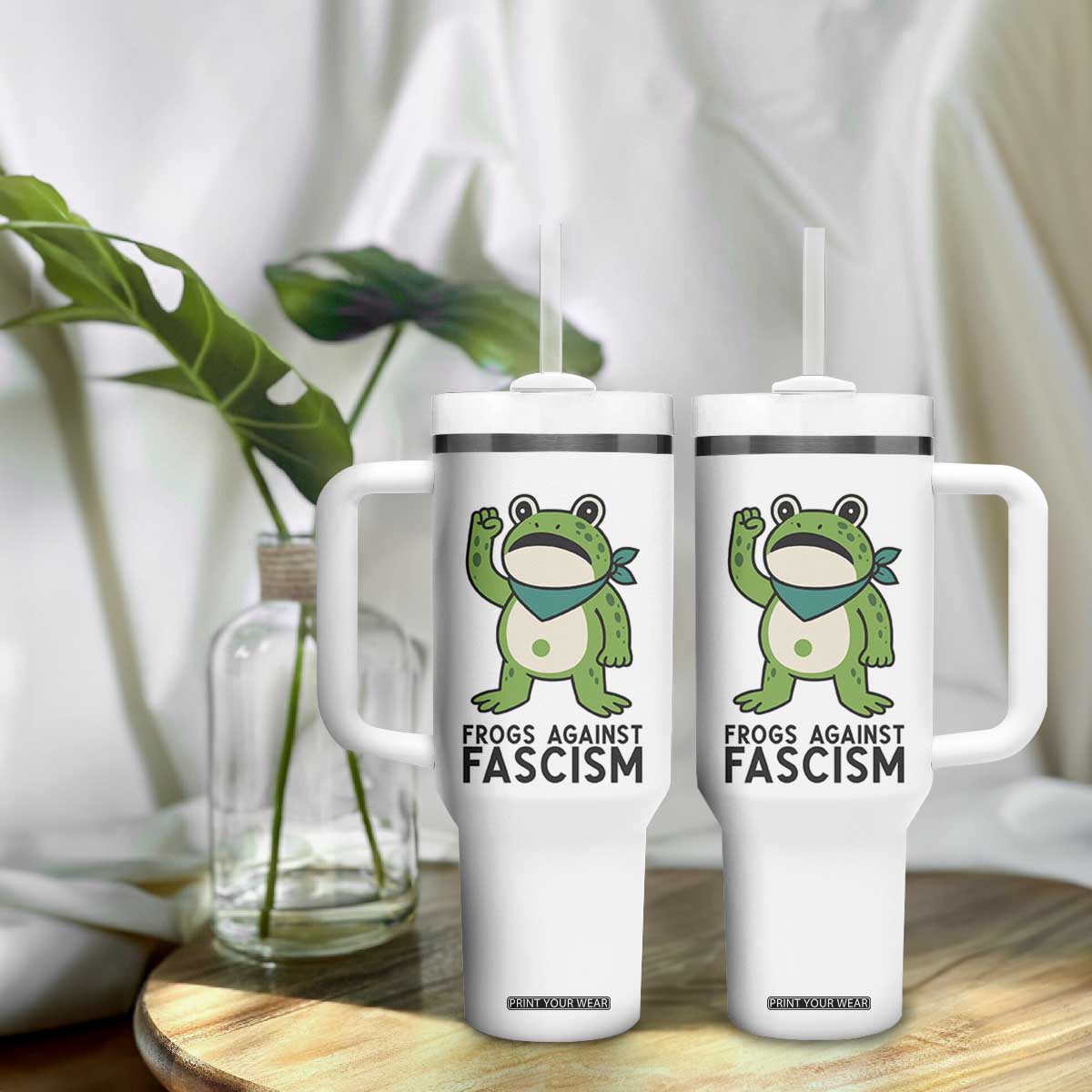 Frogs Against Fascism Tumbler With Handle Portland Resist Protest Antifascist TS02 Print Your Wear