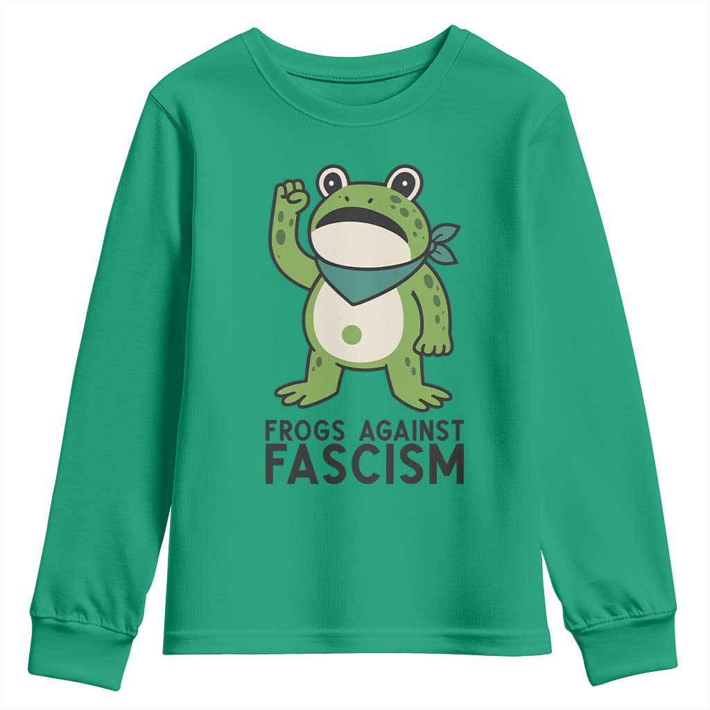 Frogs Against Fascism Youth Sweatshirt Portland Resist Protest Antifascist TS02 Irish Green Print Your Wear