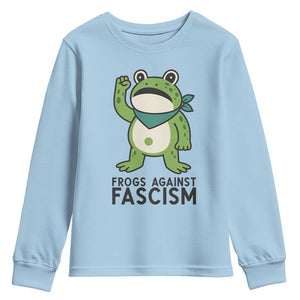 Frogs Against Fascism Youth Sweatshirt Portland Resist Protest Antifascist TS02 Light Blue Print Your Wear