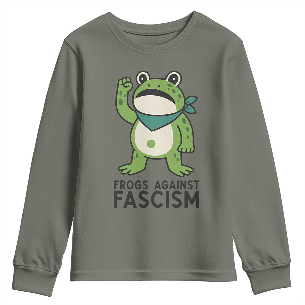 Frogs Against Fascism Youth Sweatshirt Portland Resist Protest Antifascist TS02 Military Green Print Your Wear