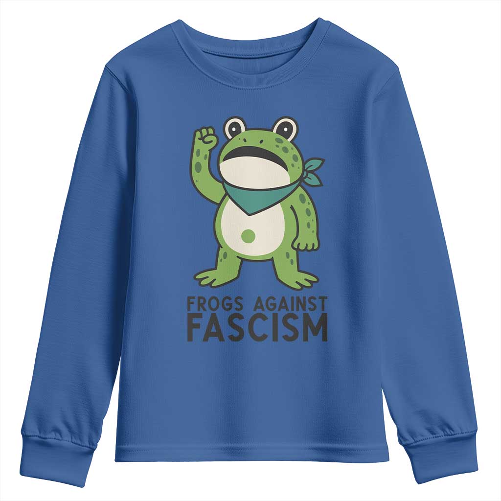 Frogs Against Fascism Youth Sweatshirt Portland Resist Protest Antifascist TS02 Royal Blue Print Your Wear
