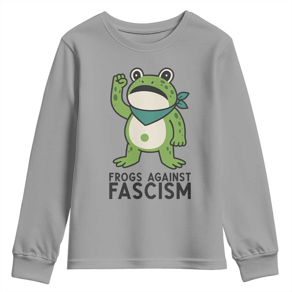 Frogs Against Fascism Youth Sweatshirt Portland Resist Protest Antifascist TS02 Sport Gray Print Your Wear