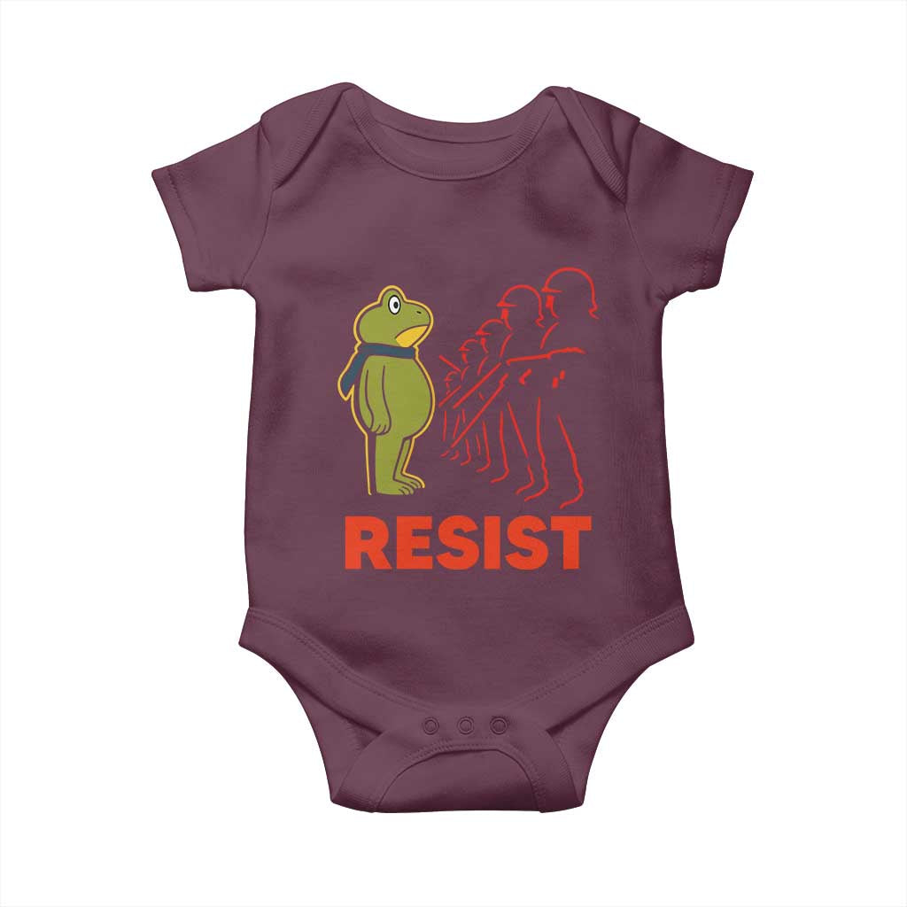 Frog Resist Baby Onesie Free Portland Political Satire TS02 Maroon Print Your Wear