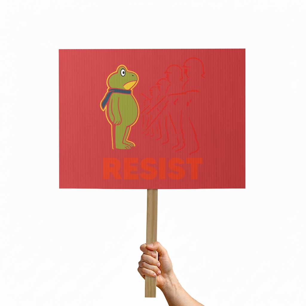 Frog Resist Protest Sign Free Portland Political Satire TS02 Horizontal 18" x 24" Red Print Your Wear