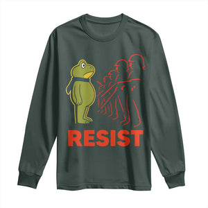 Frog Resist Long Sleeve Shirt Free Portland Political Satire TS02 Dark Forest Green Print Your Wear