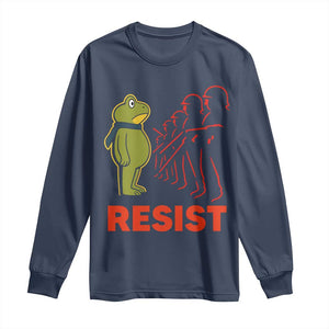 Frog Resist Long Sleeve Shirt Free Portland Political Satire TS02 Navy Print Your Wear
