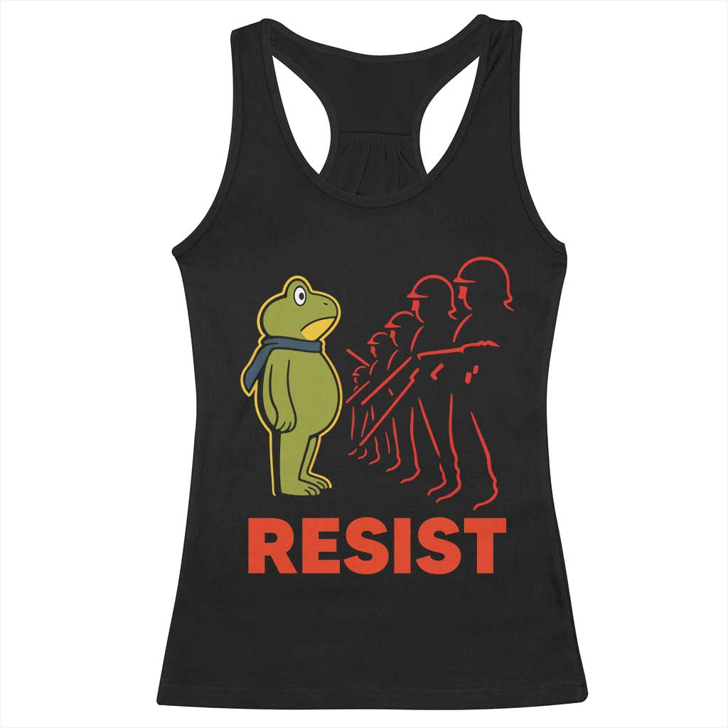 Frog Resist Racerback Tank Top Free Portland Political Satire TS02 Black Print Your Wear