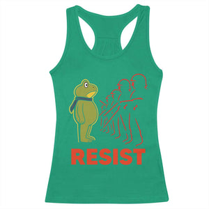 Frog Resist Racerback Tank Top Free Portland Political Satire TS02 Irish Green Print Your Wear