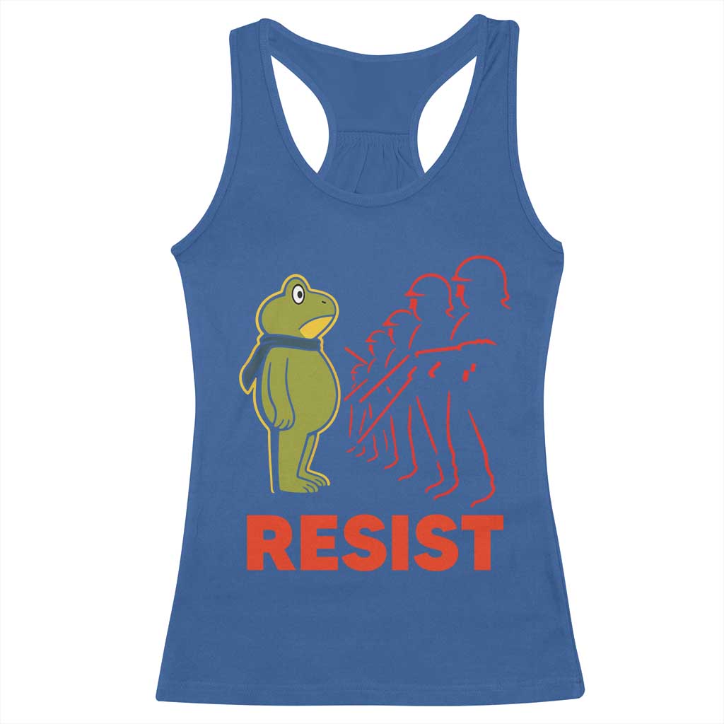 Frog Resist Racerback Tank Top Free Portland Political Satire TS02 Royal Blue Print Your Wear