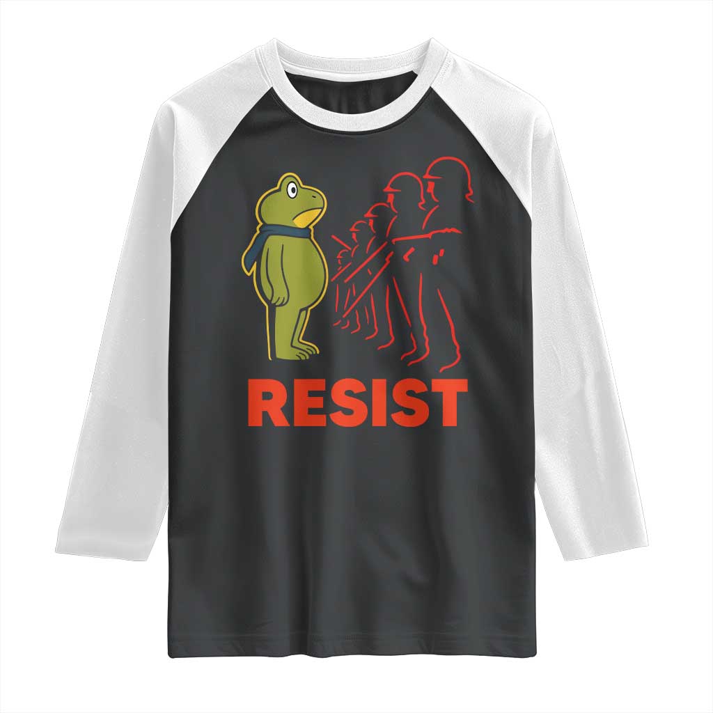 Frog Resist Raglan Shirt Free Portland Political Satire TS02 Black White Print Your Wear