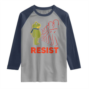 Frog Resist Raglan Shirt Free Portland Political Satire TS02 Sport Gray Navy Print Your Wear