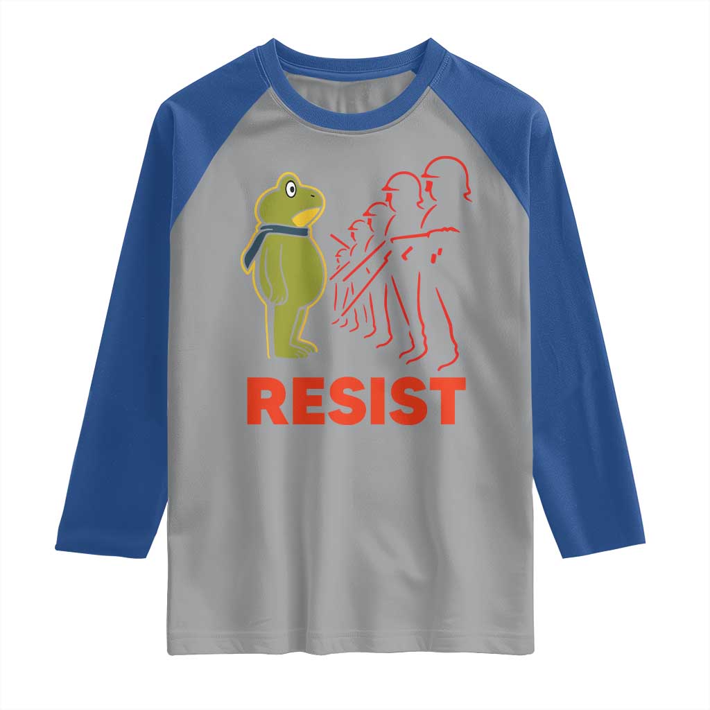 Frog Resist Raglan Shirt Free Portland Political Satire TS02 Sport Gray Royal Print Your Wear
