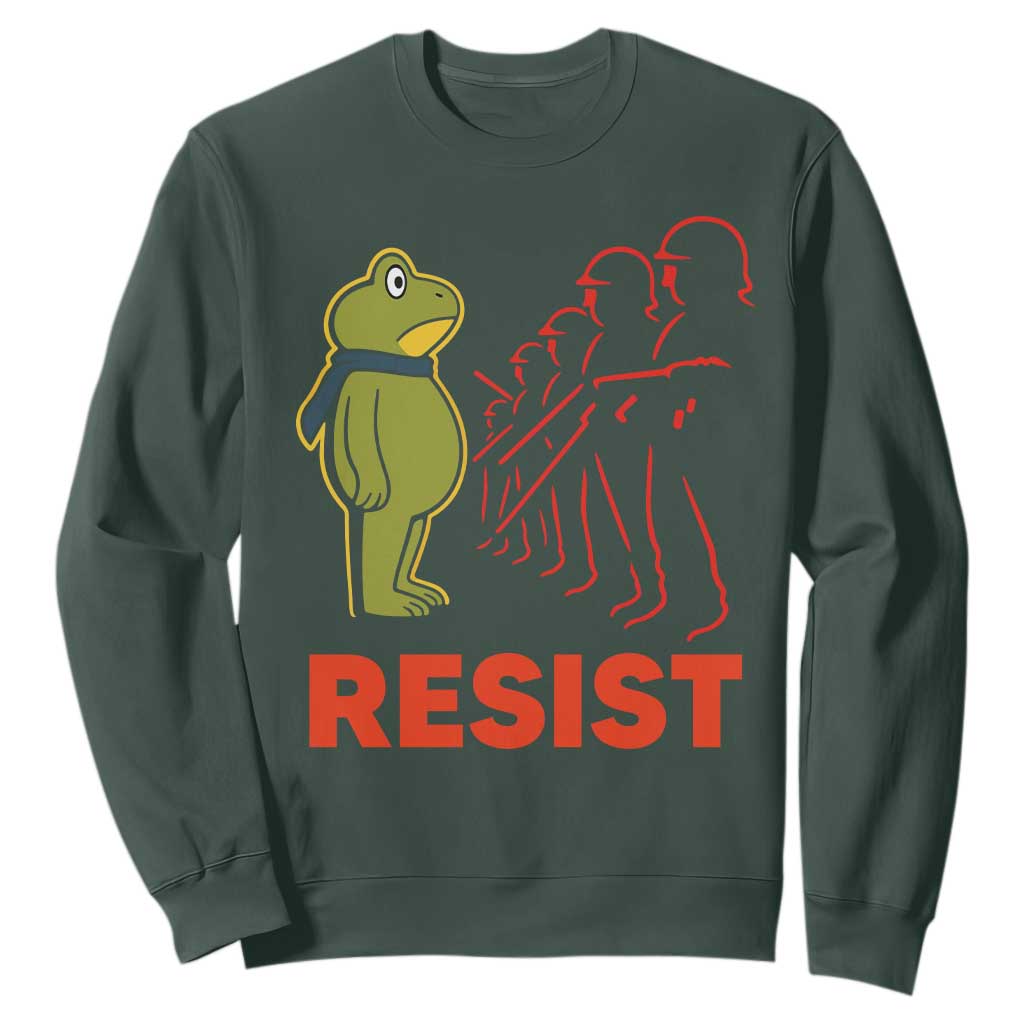 Frog Resist Sweatshirt Free Portland Political Satire TS02 Dark Forest Green Print Your Wear