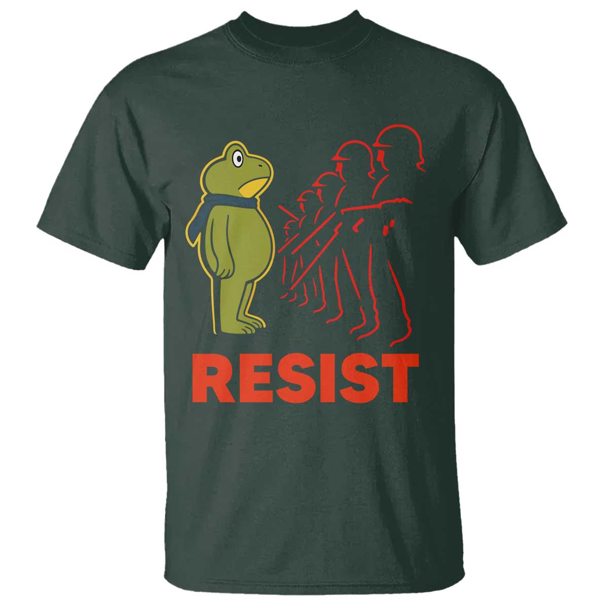 Frog Resist T Shirt Free Portland Political Satire TS02 Dark Forest Green Print Your Wear