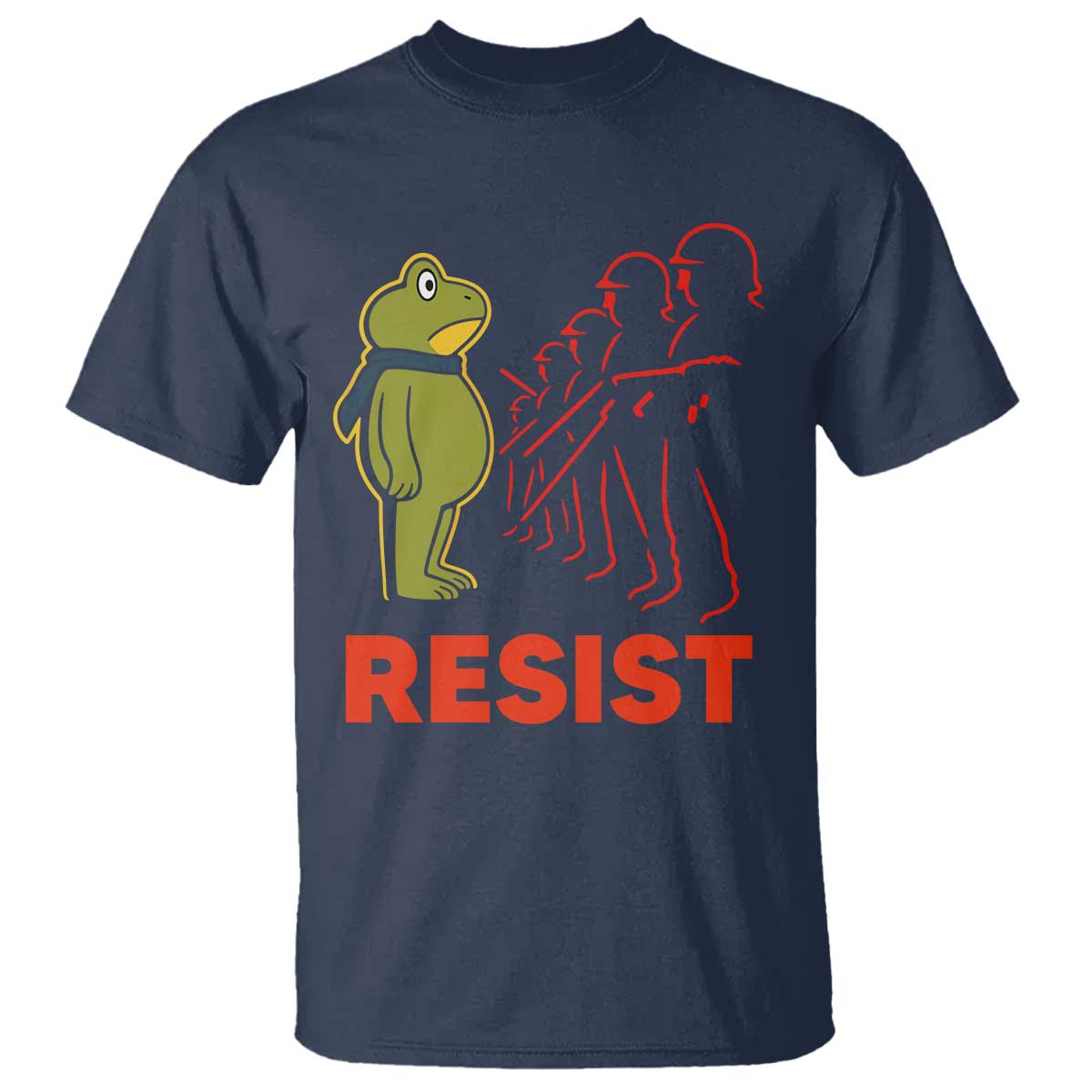 Frog Resist T Shirt Free Portland Political Satire TS02 Navy Print Your Wear