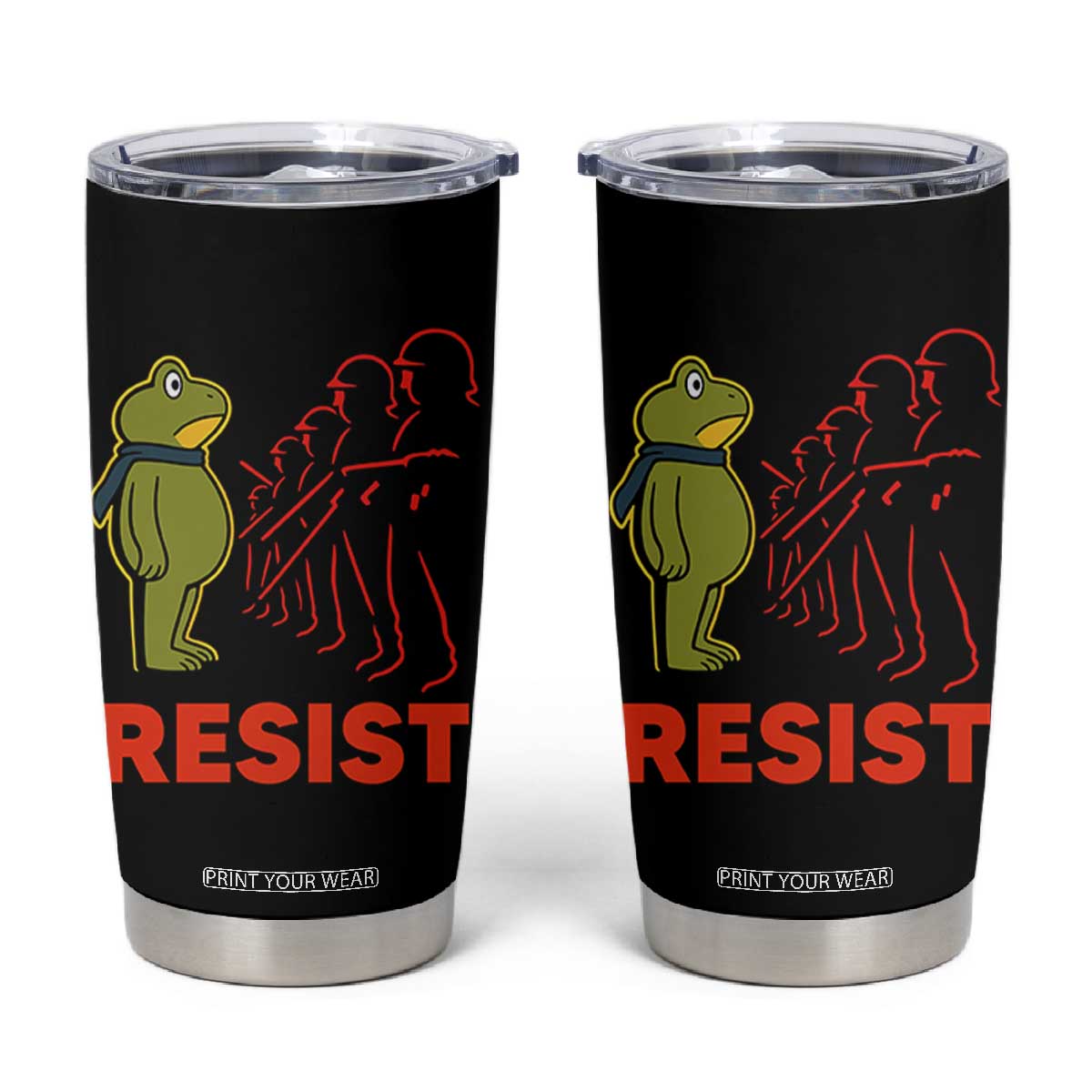 Frog Resist Tumbler Cup Free Portland Political Satire TS02 Black Print Your Wear