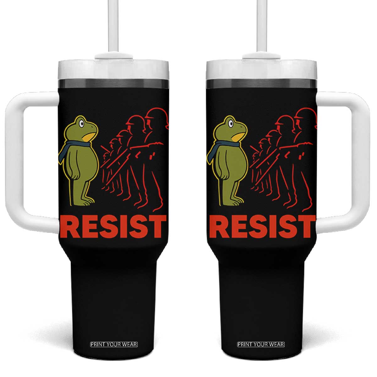 Frog Resist Tumbler With Handle Free Portland Political Satire TS02 One Size: 40 oz Black Print Your Wear