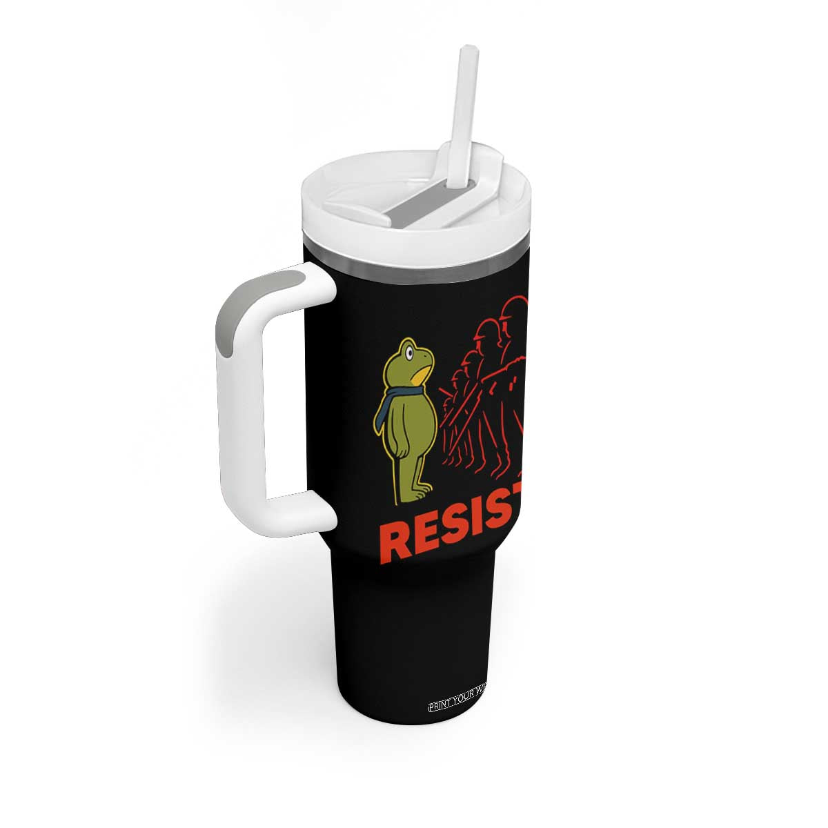 Frog Resist Tumbler With Handle Free Portland Political Satire TS02 Print Your Wear