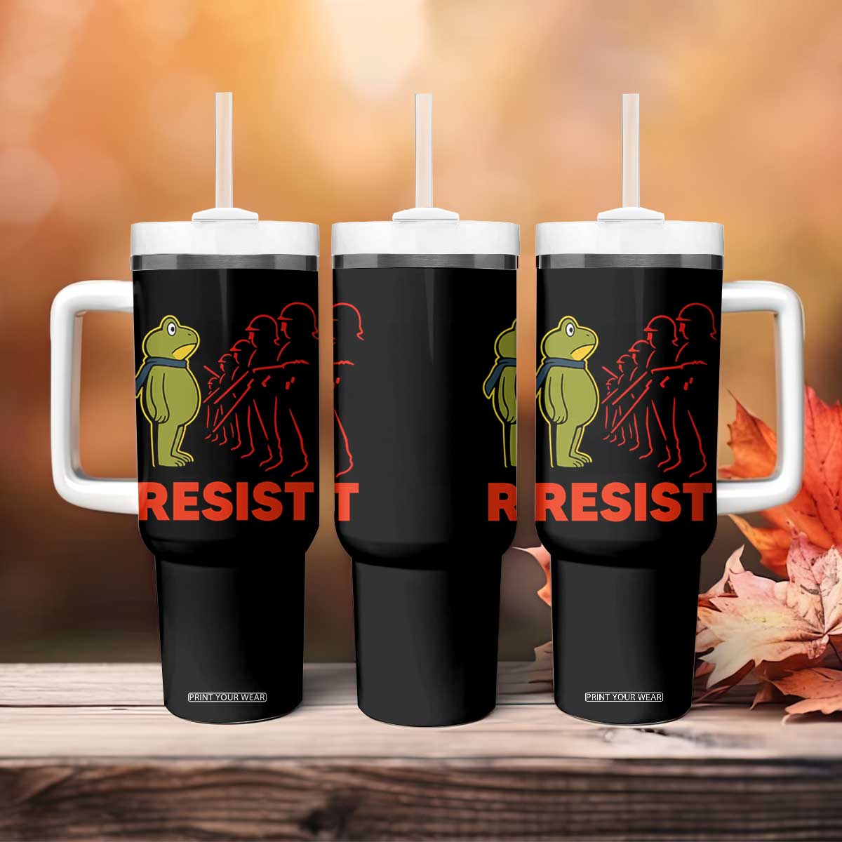 Frog Resist Tumbler With Handle Free Portland Political Satire TS02 Print Your Wear