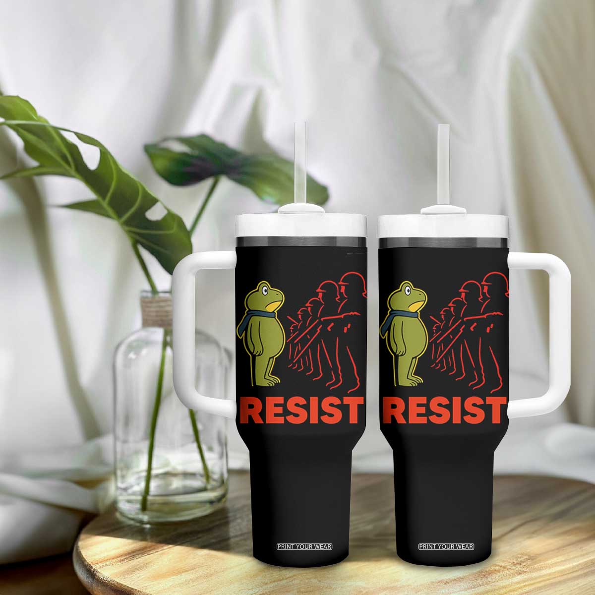 Frog Resist Tumbler With Handle Free Portland Political Satire TS02 Print Your Wear